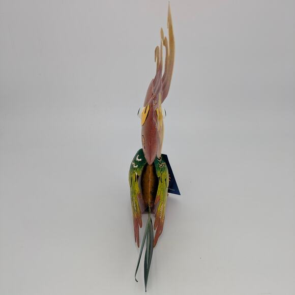 Garden Bird Metal Sculpture Pier 1 Parrot Cockatoo Decor Wacky Whimsical Art 12" - Picture 4 of 9